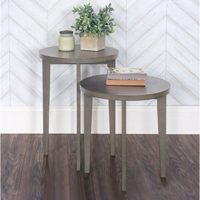 Image of Forever Eclectic Geo Traditional 2-Piece Nesting Tables - Dapper Grey