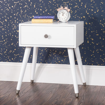 Image of Forever Eclectic Mod Modern 1-Drawer Kids Nightstand - Matte White