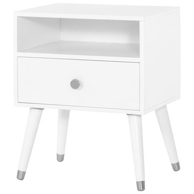 Image of Forever Eclectic Mod Modern 1-Drawer 1-Shelf Kids Nightstand - Matte White