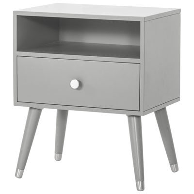 Image of Forever Eclectic Mod Modern 1-Drawer 1-Shelf Kids Nightstand - Cool Grey