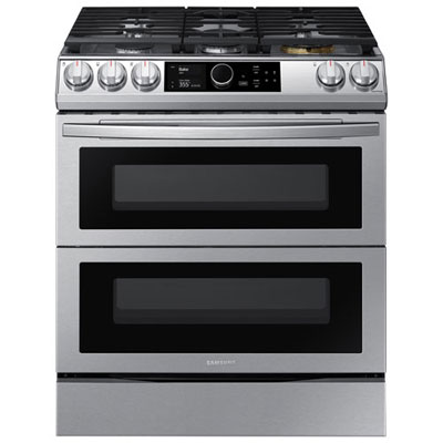"Samsung 30"" Double Slide-In Dual Fuel Air Fry Range (NY63T8751SS/AC) -Stainless -Open Box -Scratch & Dent"