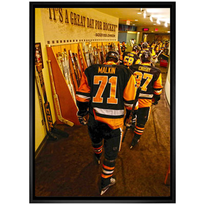 Image of Frameworth Pittsburgh Penguins: Evgeni Malkin & Sidney Crosby Framed Canvas (20x29  )