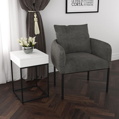 Image of Petrie Velvet Accent Chair - Charcoal