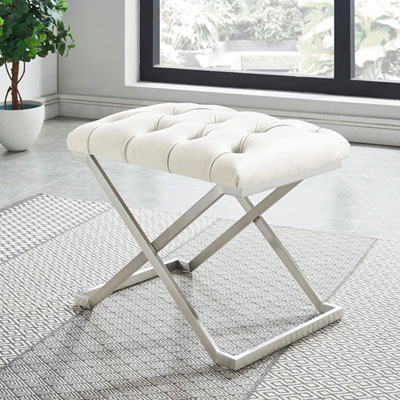 Image of Aldo Contemporary Polyester Bench - Ivory
