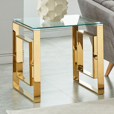 Image of Eros Contemporary Square Accent Table - Gold