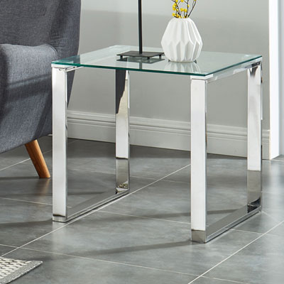 Image of Zevon Contemporary Square Accent Table - Silver