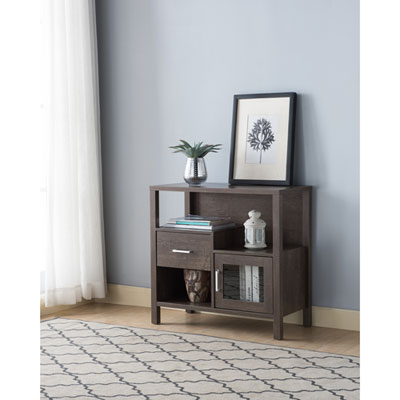 Brassex Modern 4-Shelf 1-Drawer Storage Cabinet - Walnut Oak