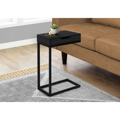 Image of Monarch C-Shape Contemporary Rectangular Accent Table - Black