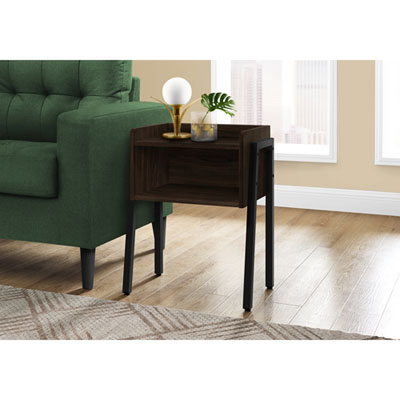 Monarch Contemporary Rectangular End Table with Shelf - Espresso/Black