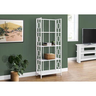 Image of Monarch 62   4-Shelf Metal Etagere Bookcase - White