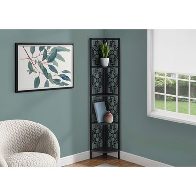 Image of Monarch 62   4-Shelf Metal Corner Bookcase - Black