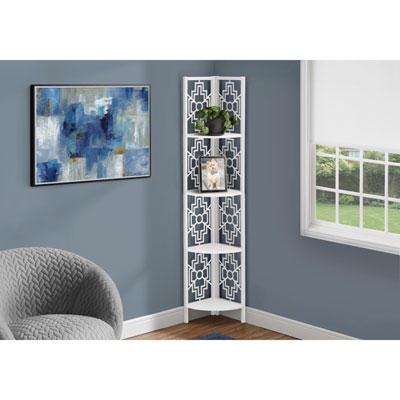 Image of Monarch 62   4-Shelf Metal Corner Bookcase - White