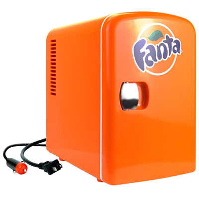 Image of Coca-Cola Fanta 0.14 Cu. Ft. Freestanding Bar Fridge (FA04) - Orange