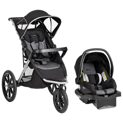 Image of Evenflo Victory Plus Jogging Stroller with LiteMax Infant Car Seat - Black