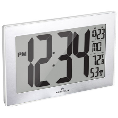 Marathon CL030062WD Slim-Jumbo Atomic Digital Wall Clock