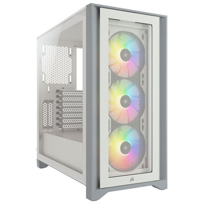 Image of Corsair iCUE 4000X RGB Mid-Tower ATX Computer Case - White