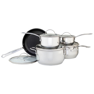 Image of Meyer Nouvelle 10-Piece Stainless Steel Cookware Set - Silver - Only at Best Buy