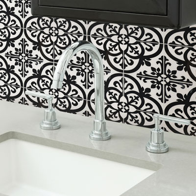 Image of InHome Avignon Peel & Stick Backsplash Tiles - Black/White