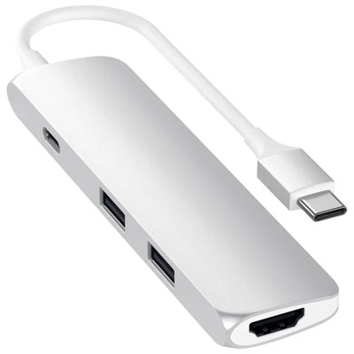 Adaptateur Mince 4 Ports Usb-C Multiport 4K Hdmi Et Ethernet De Satechi (St-Cmas) - Argenté
