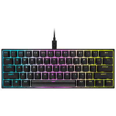 Image of Corsair K65 Mini Backlit Mechanical Cherry MX Speed RGB Silver Gaming Keyboard - Black