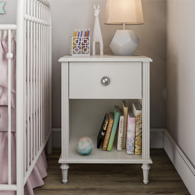 Image of Arden Transitional 1-Drawer Kids Nightstand - White