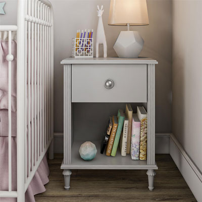 Image of Arden Transitional 1-Drawer Kids Nightstand - Dove Grey