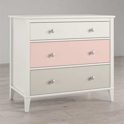 Image of Monarch Hill Poppy Contemporary 3-Drawer Dresser - Peach