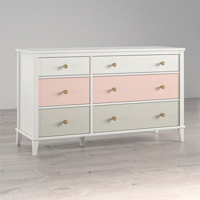 Image of Monarch Hill Poppy Contemporary 6-Drawer Dresser - Peach