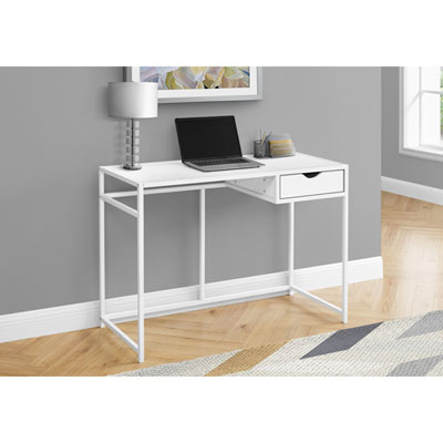 Monarch Metal-Frame 42.25"W Computer Desk with Drawer - White