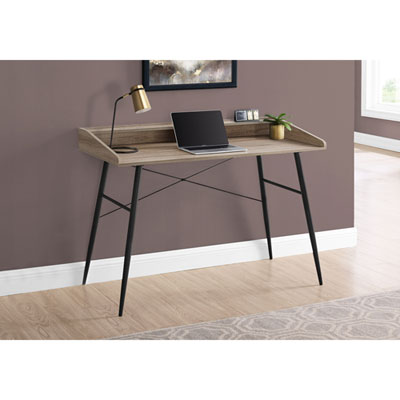 Monarch Tapered-Leg 47.25"W Computer Desk with Hutch - Dark Taupe/Black