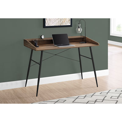 Image of Monarch Tapered-Leg 47.25  W Computer Desk with Hutch - Brown/Black