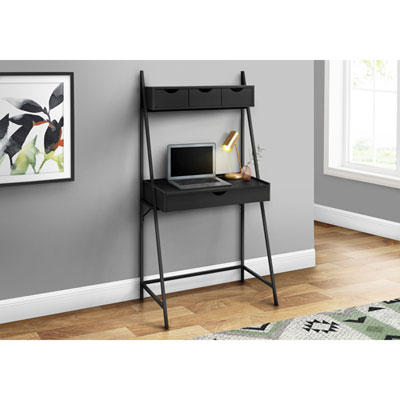 Monarch Ladder 31.5"W Computer Desk with 4 Drawers - Black