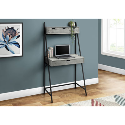 Monarch Ladder 31.5"W Computer Desk with 4 Drawers - Grey/Black