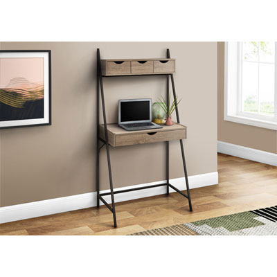 "Monarch Ladder 31.5""W Computer Desk with 4 Drawers - Dark Taupe/Black"