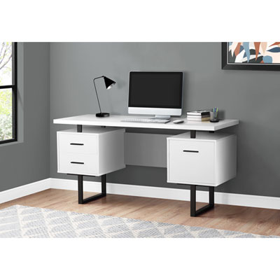 Image of Monarch Floating 60  W Computer Desk with 3 Drawers - White