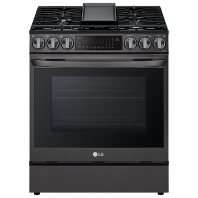 LG 30" 6.3 Cu. Ft. True Convection 5-Burner Slide-In Gas Air Fry Range (LSGL6335D) - Black Stainless Black stainless LG range