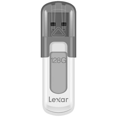 Image of Lexar JumpDrive V100 128GB USB 3.0 Flash Drive - White/Grey
