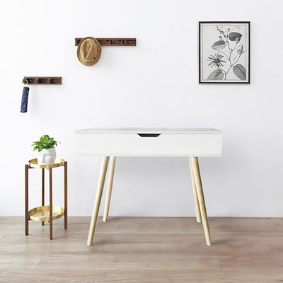 Image of Modern 35.4  W Writing Desk with Storage - White