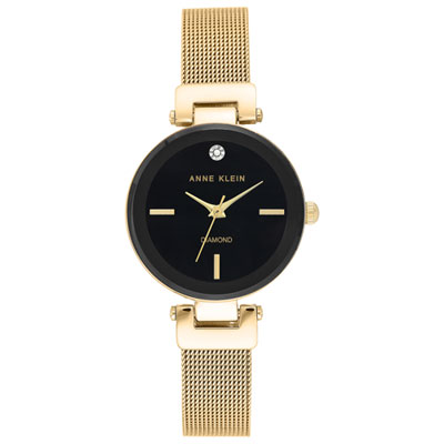 Image of Anne Klein 30mm Women's Dress Watch with Diamond Accent - Gold/Black