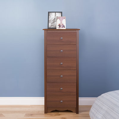 Image of Prepac Monterey Transitional 6-Drawer Chest Of Drawers - Cherry