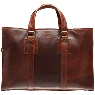 Mancini Buffalo Leather 14" Laptop Tote (99-5481) - Brown