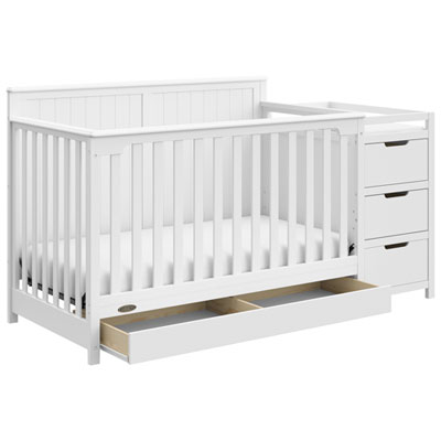 Image of Graco Hadley 4-in-1 Convertible Crib with 3-Drawer Changing Table - White