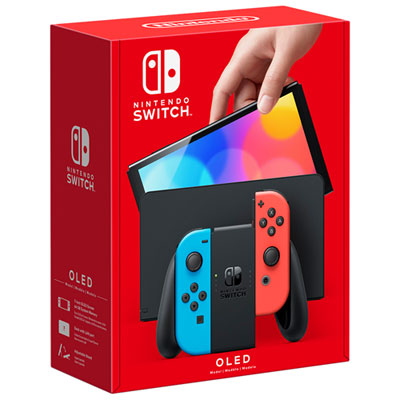 Image of Nintendo Switch (OLED Model) Console - Neon Red/Blue