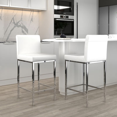 Image of Porto Contemporary Counter Height Barstool - Set of 2 - White