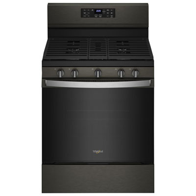 Whirlpool 30" 5.0 Cu. Ft. Self-Clean 5-Burner Gas Air Fry Range (WFG550S0LV) - Black Stainless