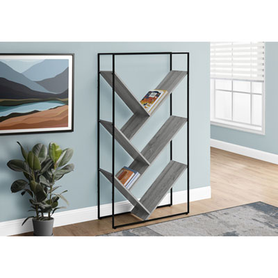 Slanted 60" 5-Shelf Bookcase - Grey