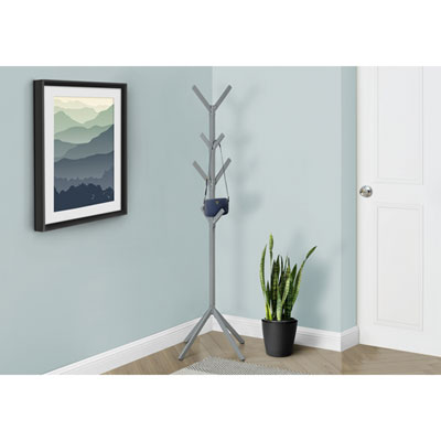 Monarch Modern 70" Metal Coat Rack - Silver