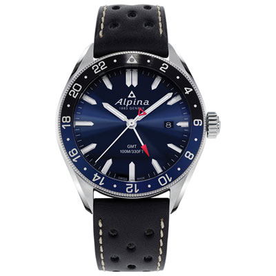 Image of Alpina Alpiner Quartz GMT 42mm Men's Casual Watch - Black/Blue/Silver-Tone