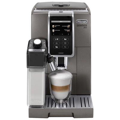 Image of De'Longhi Dinamica Plus Connected Automatic Espresso Machine with Frother & Coffee Grinder - Titanium