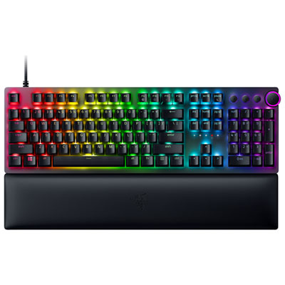 Razer Huntsman V2 Full Backlit Mechanical Clicky Purple Optical Ergonomic Gaming Keyboard The sound volume is controlled by a twist knob versus a roller bar found on many other keyboards